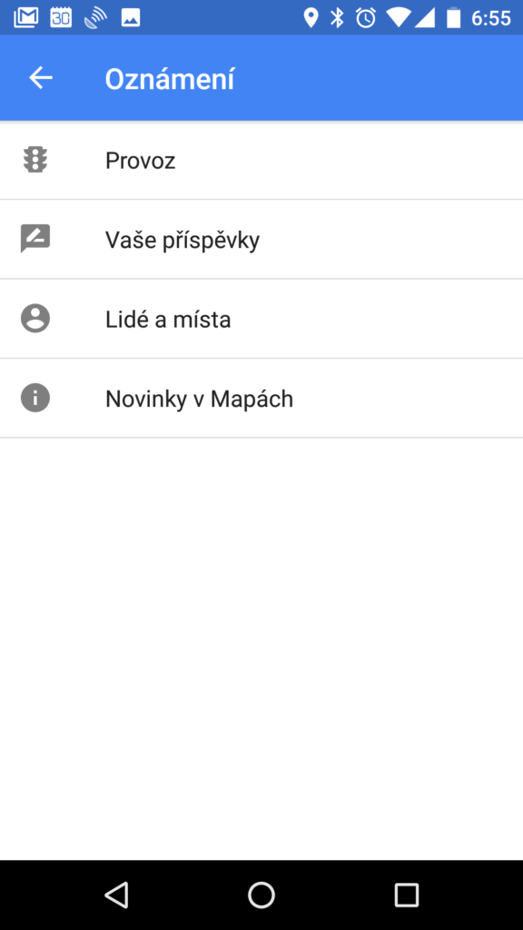 Oznámení roztříděná do kategorií