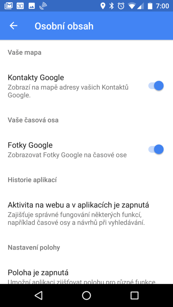 Nastavení osobního obsahu