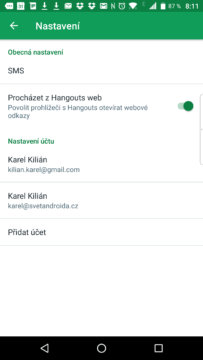 Nová možnost Procházet z Hangouts web