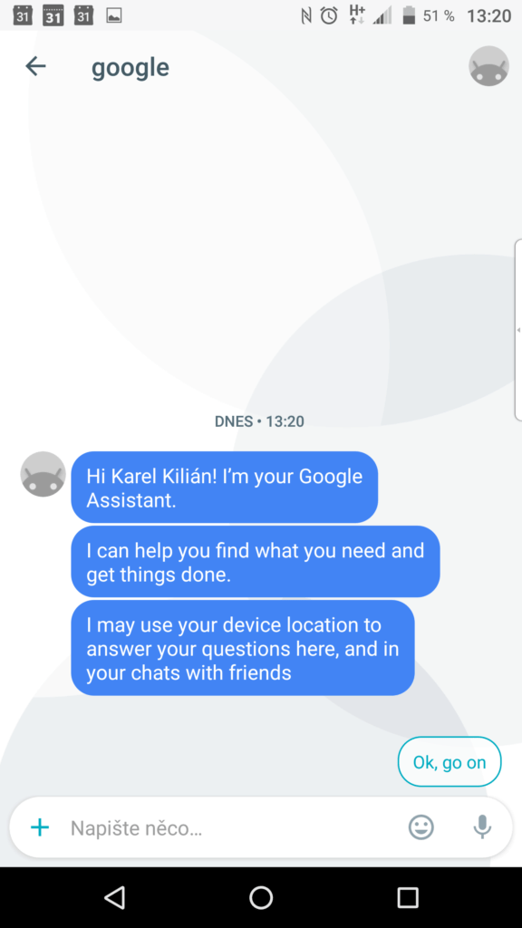Google Asistent vás vítá