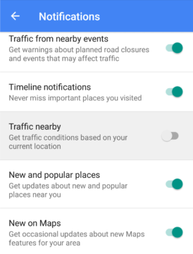 Mapy Google 9.36: nová položka Traffic Nearby