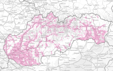 Slovensko: pokrytí rychlým mobilním připojením (21 Mbps)