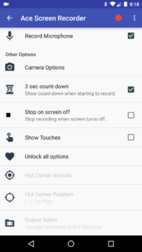 Ace Screen Recorder nastavení 2 ace screen recorder