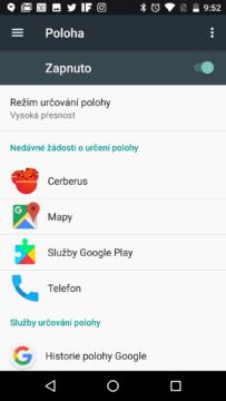 Režim určování polohy