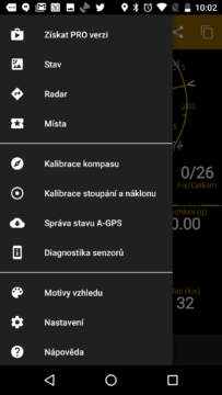 Postranní nabídka - A-GPS