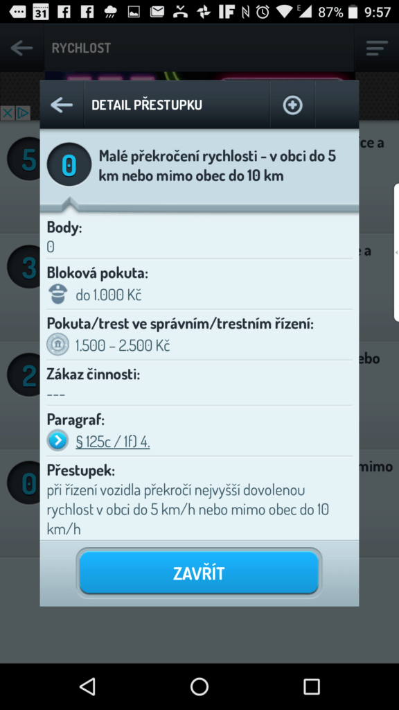 Detail přestupku a trestu