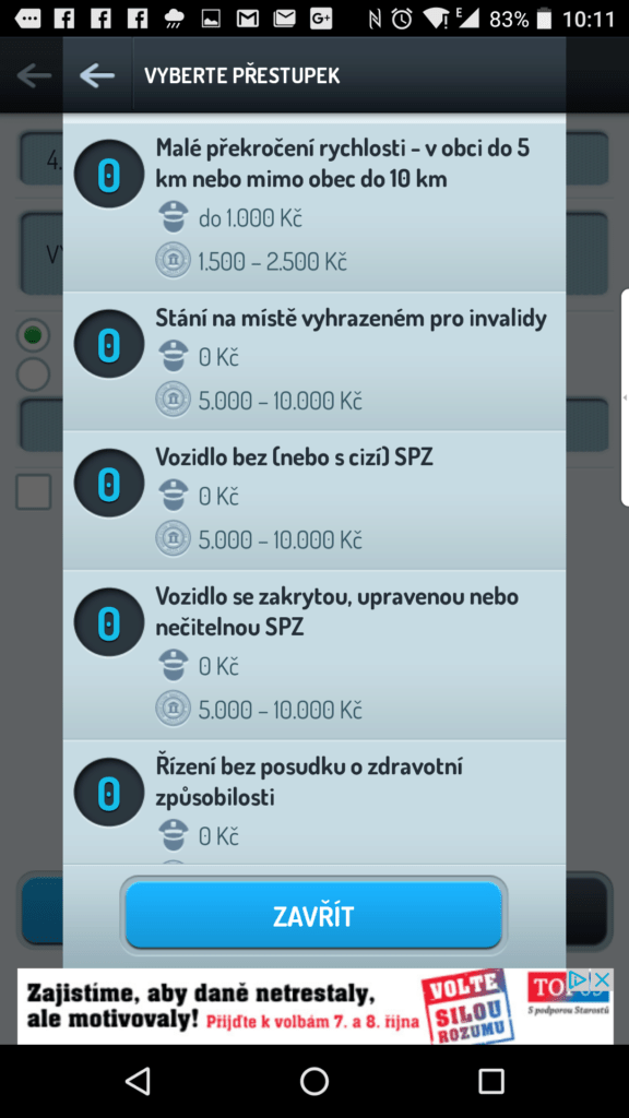 Typ přestupku