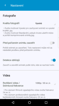 Nastavení fotoaparátu