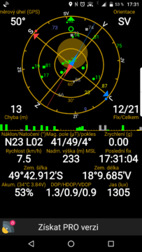 GPS viděla dostatek satelitů