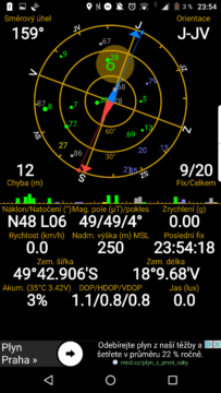 GPS viděla dostatek satelitů