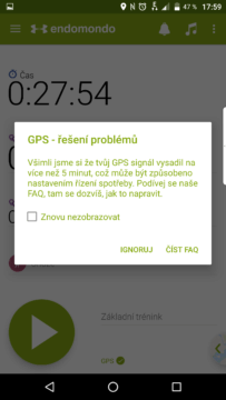 Endomondo detekovalo problém
