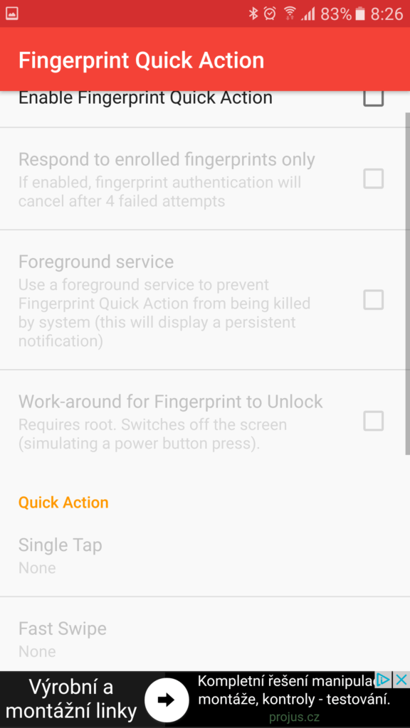 gesta pro ctecku otisku prstu Fingerprint Quick Action 2