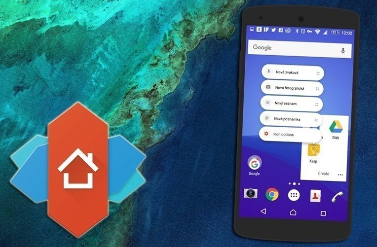 nova launcher zkratky aplikaci z nougatu ico
