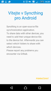Aplikace Syncthing