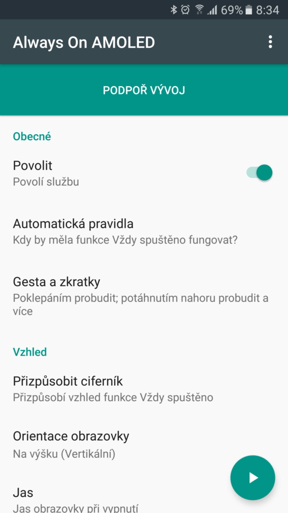 Aplikace Always On AMOLED 8