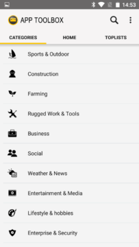 CAT S60 aplikace App ToolBox kategorie