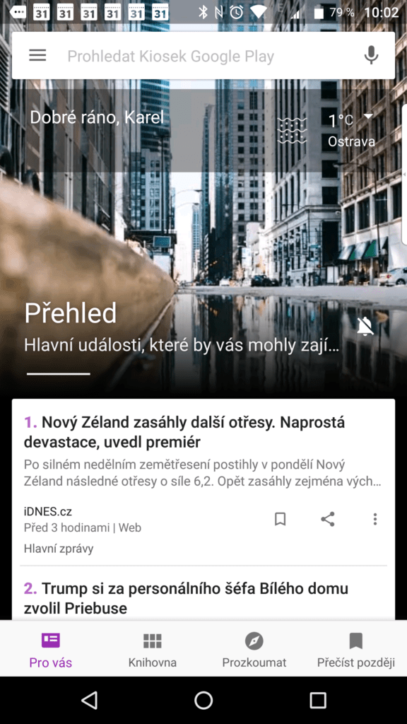 Úvodní stránka aplikace