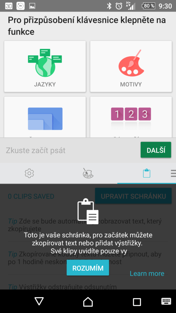 Sekce pro správu vylepšené schránky