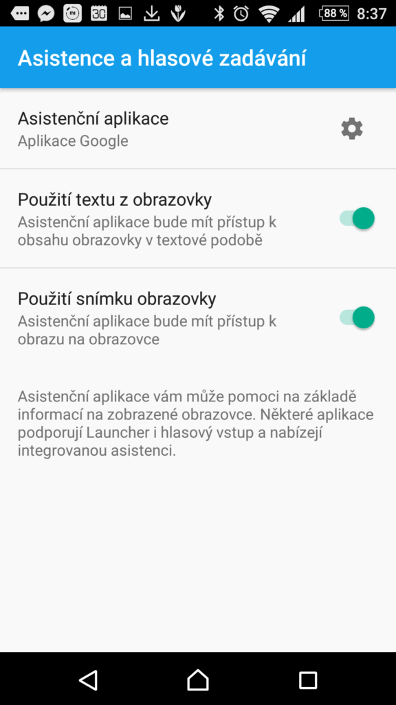 Nástroj je nutné nastavit jako výchozí asistenční aplikaci