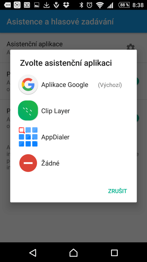 Volba výchozí asistenční aplikace