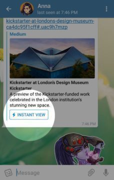 Bezpečný kecálek Telegram a jeho funkce Instant View