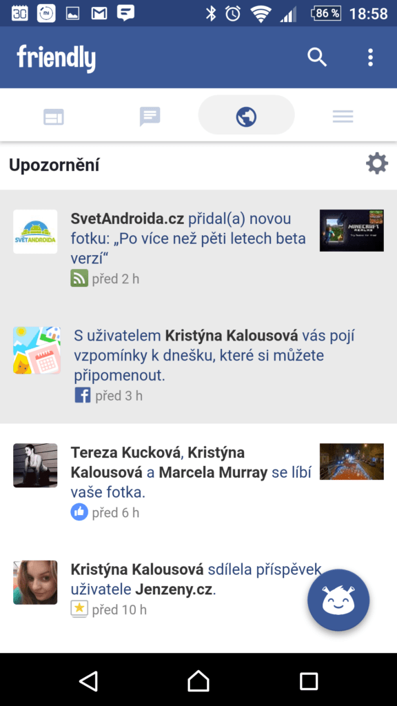 Zobrazení upozornění v aplikaci