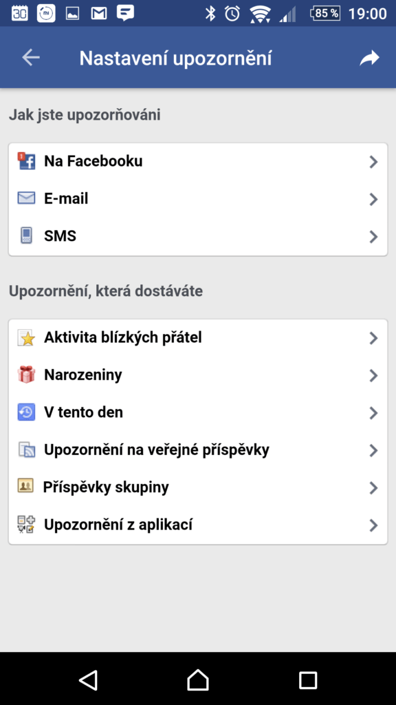 Nastavení upozornění