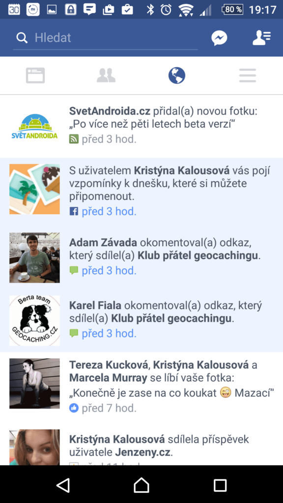 Upozornění Facebooku
