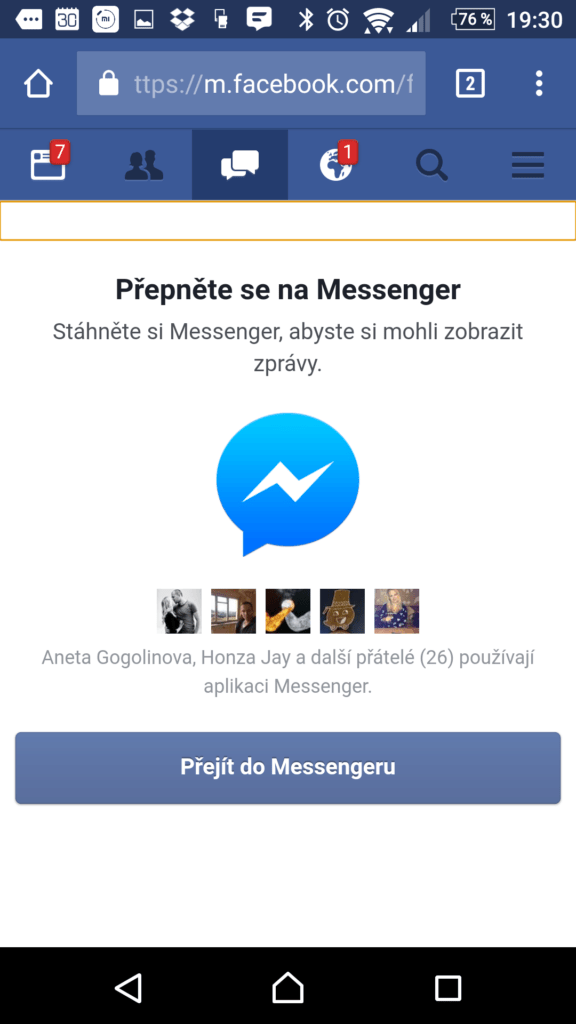 Messenger není podporován