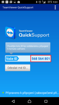 Partnerské ID v aplikaci TeamViewer QuickSupport