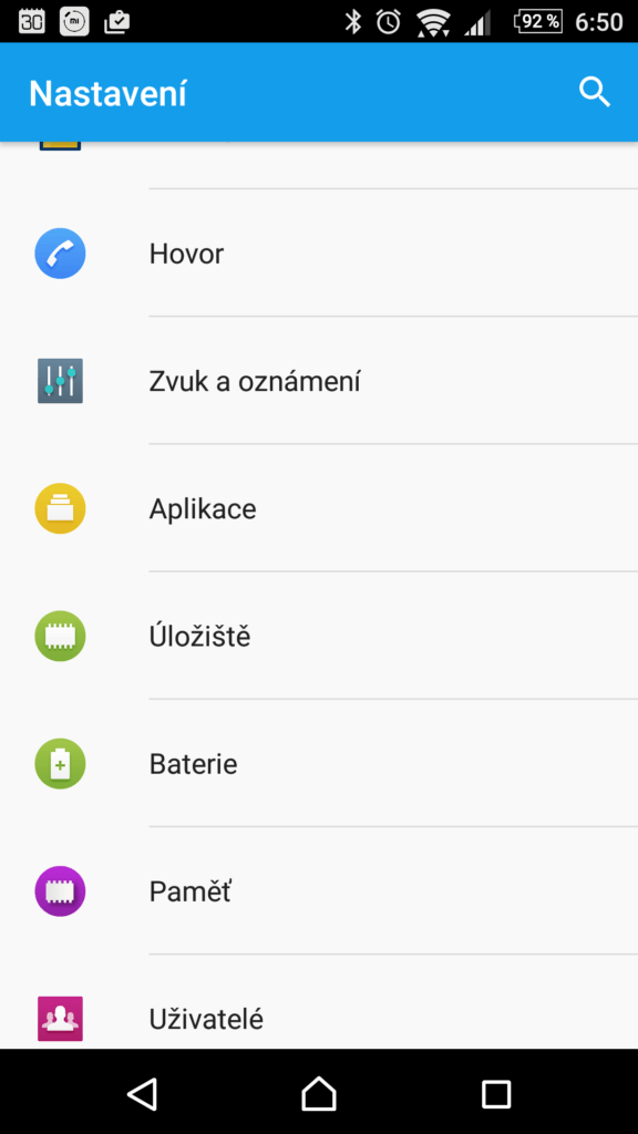 Sekce Aplikace