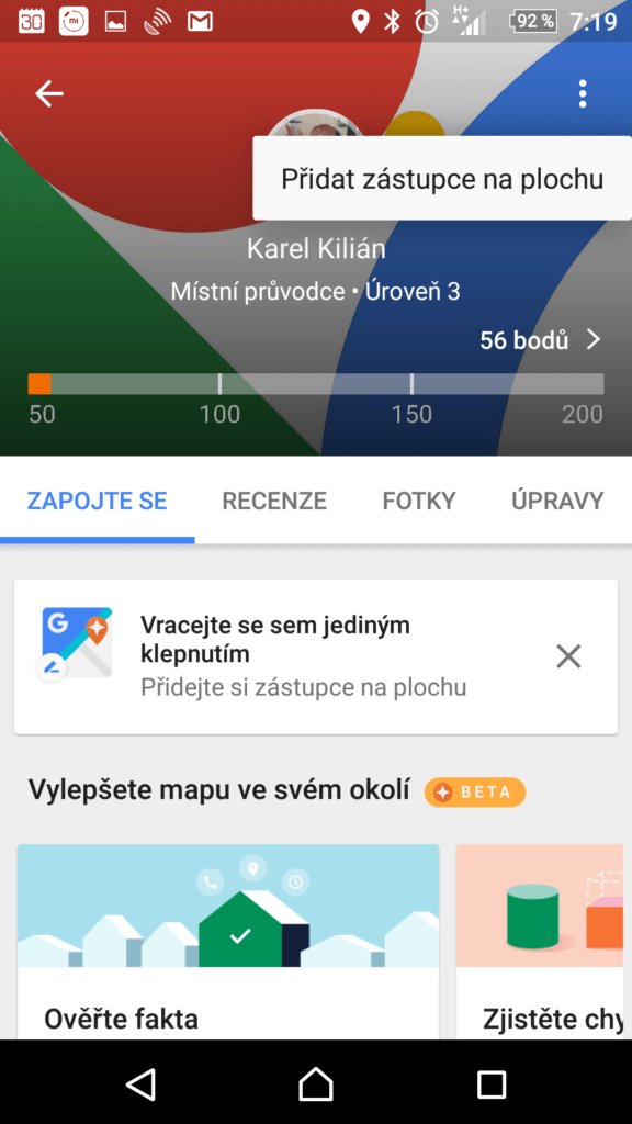 Přidání zkratky Přispět