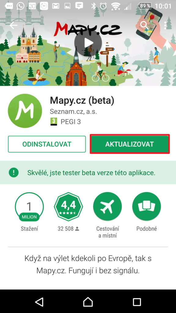 Stiskněte tlačítko Aktualizovat