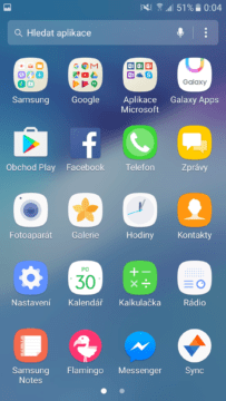 Galaxy A5 (2017) menu aplikací