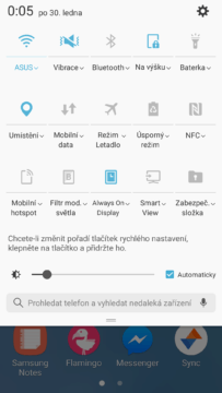 Galaxy A5 (2017) notifikační lišta