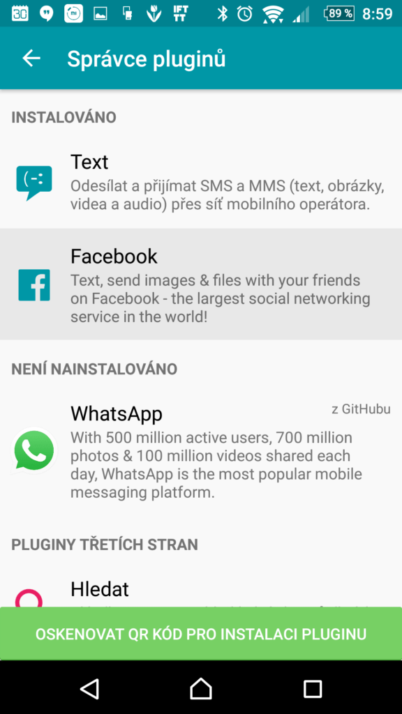 Podporované pluginy