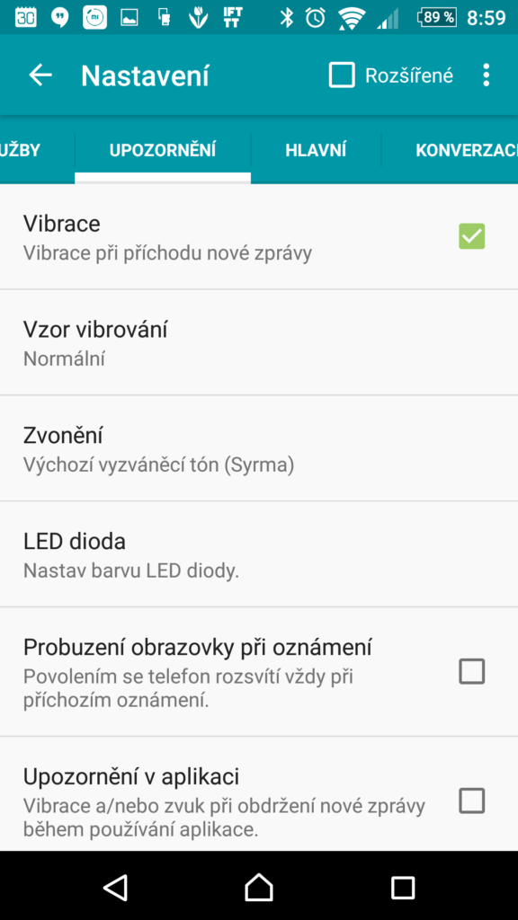 Nastavení upozornění