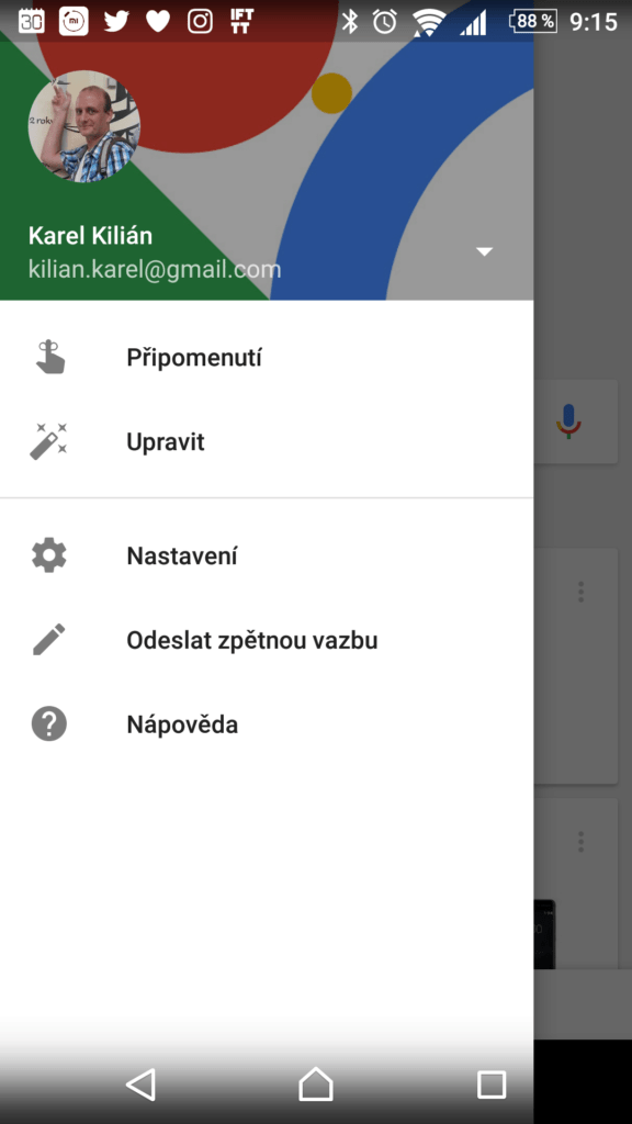 Nastavení aplikace Google