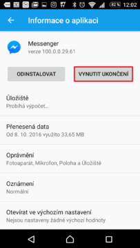 Stiskněte tlačítko Vynutit ukončení