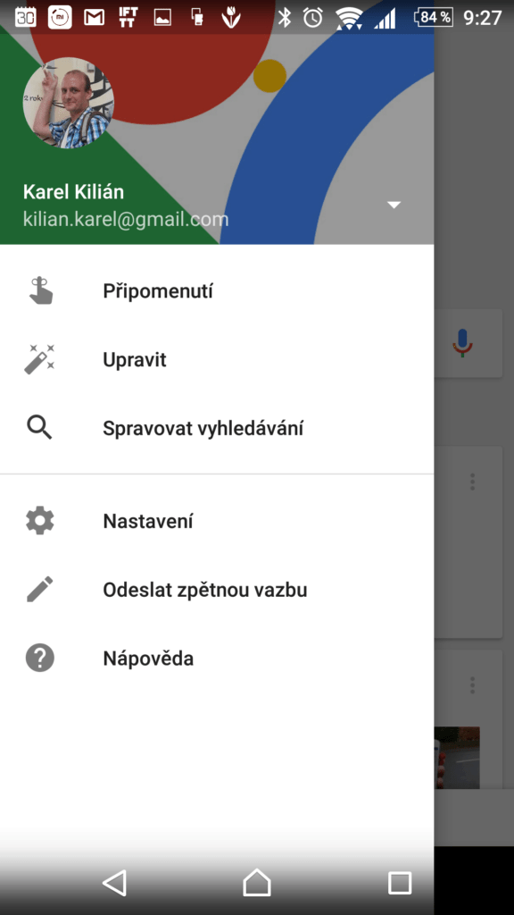 Sekce Spravovat vyhledávání