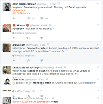 Padající aplikace Facebook byla tématem na Twitteru