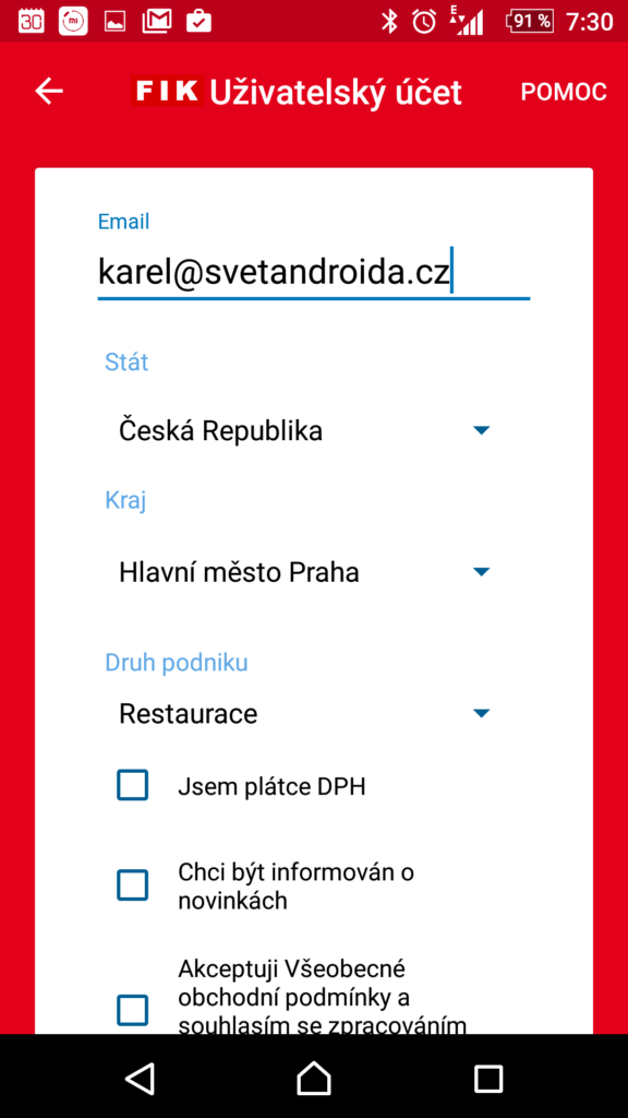 Registrace Kasa FIK
