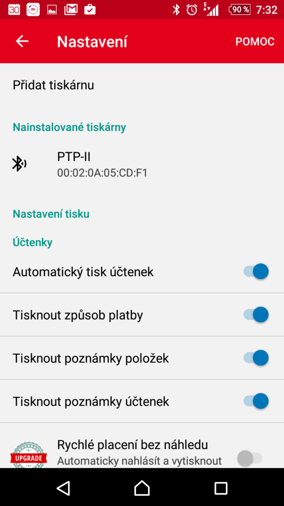 Nastavení EET tiskárny