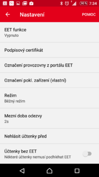 Sekce Elektronická evidence tržeb Sekce Elektronická evidence tržeb