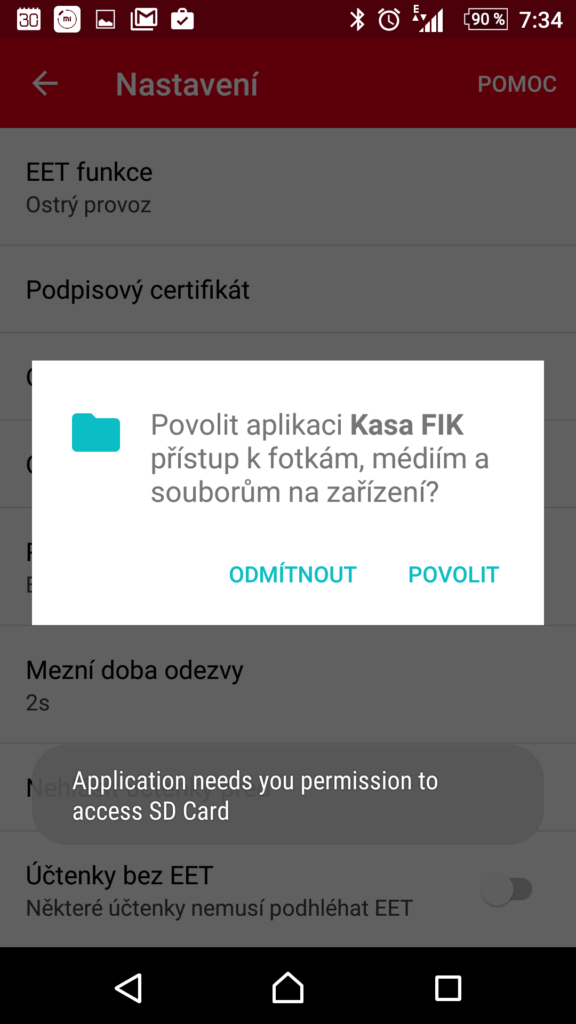 Nahrávání certifikátu - přístup