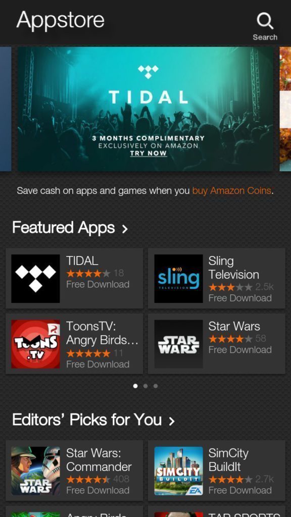 Amazon Fire Phone Výchozí obchod s aplikacemi