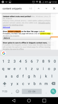Google Chrome content snippets