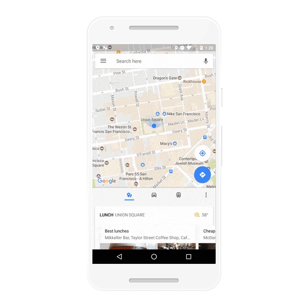 Mapy Google s novou lištou pro zkoumání míst, s informacemi o provozu a MHD