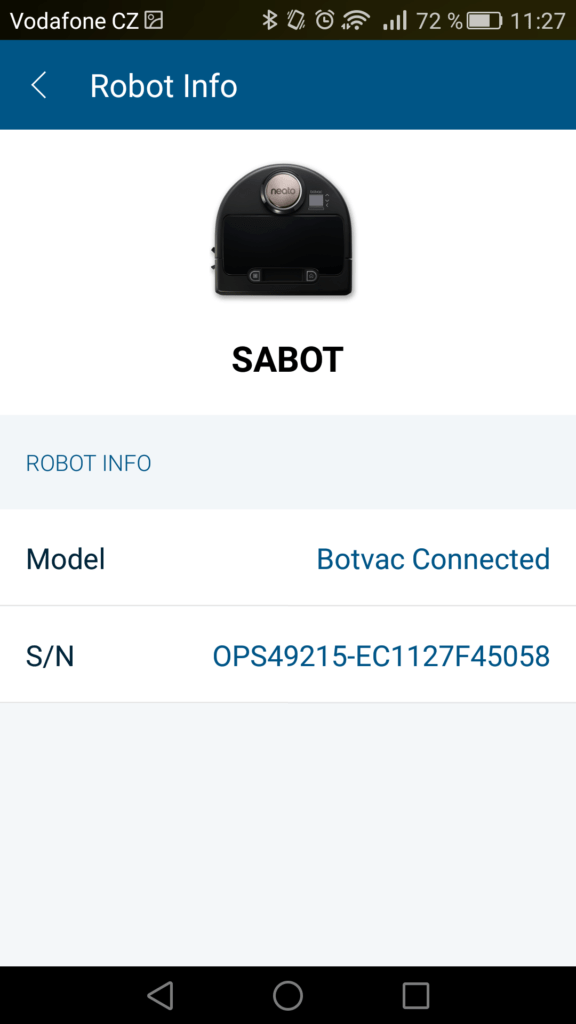 Neato Botvac Connected aplikace nastavení vysavače 1