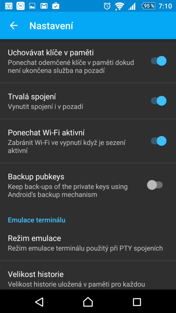 Nastavení aplikace
